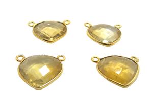 Citrine Quartz lunette argent plaqué naturel Multi fait à la main bijoux déclaration pierre de naissance Boho connecteurs - Product Image 3