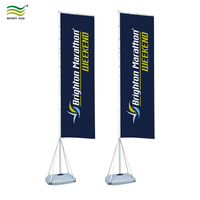 Support de mât de drapeau publicitaire rectangulaire double face personnalisé 3M 3.5M 5M 7M avec base à eau pour utilisation en extérieur, volant au vent, plage