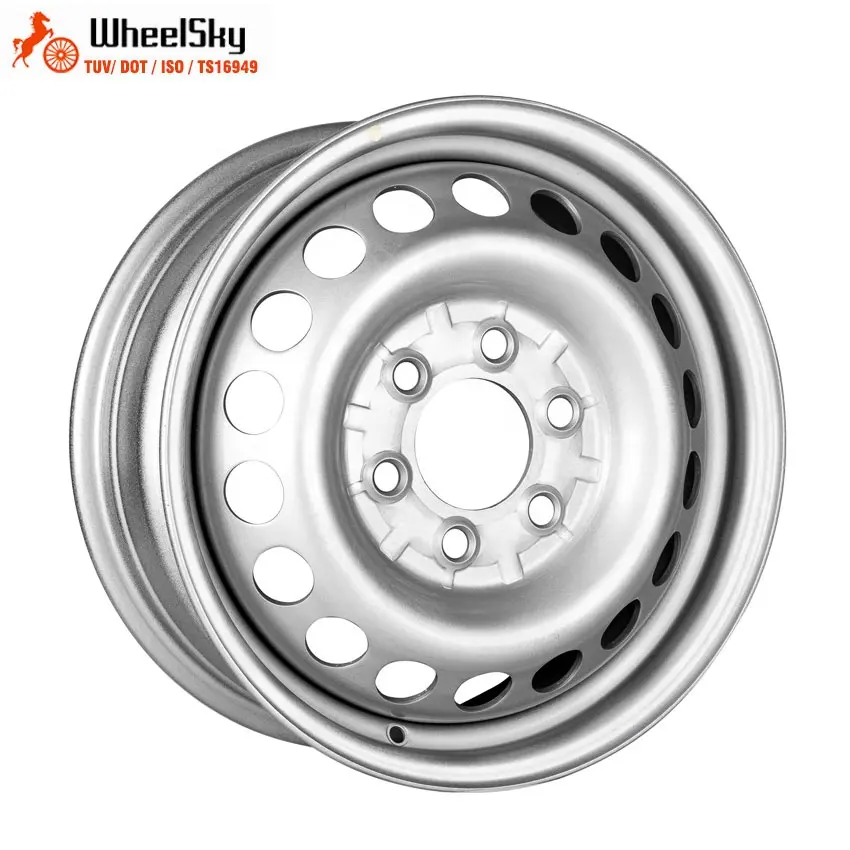 Wheelsky 676C01T-S 16 inch 16x6.5 PCD 6x130 silver painting steel wheel rim for truck