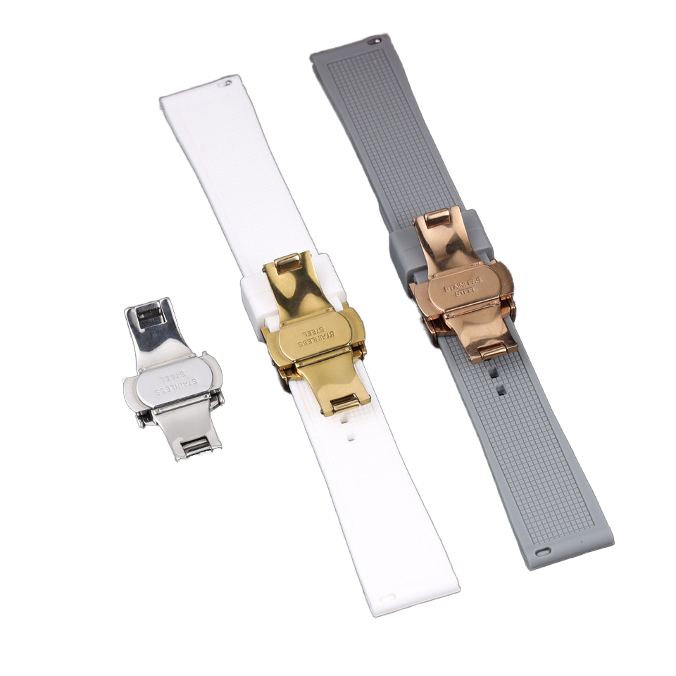 fkm rubber watch strap with deployment clasp
