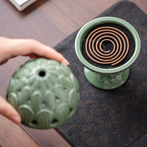 青瓷香薰炉檀香沉香室内盘香创意窑制手工宗教茶道用品 - Product Image 3
