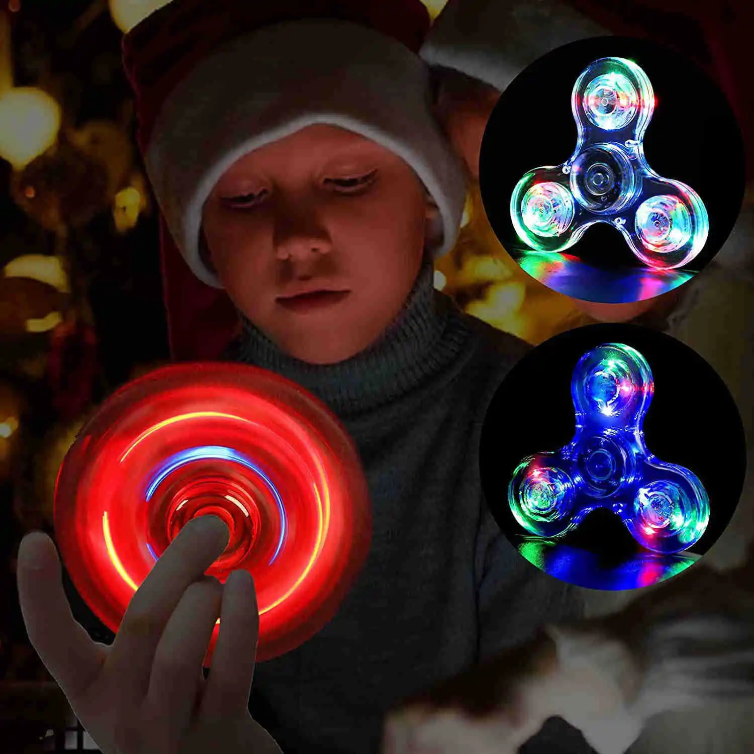 Leuchtende LED Finger Fingers pitze Dekompression Spinner Spielzeug Transparente Hand Kristall Gyro Mit Licht