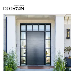 Modern New Design Exterior Luxury Steel Metal Wooden Pivot Entry Front Doors With Side Lights