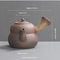 Théière en grès argileux vieilli en forme de gourde avec poignée latérale et filtre – Style rétro vintage pour bouilloire à thé électrique en céramique