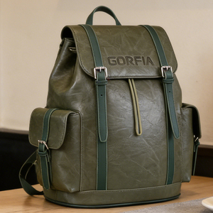 Vintage PU Leather Men <b>Backpack</b> <b>Large</b> Capacity Travel <b>Backpack</b> Casual Laptop <b>Backpack</b> Multi Pocket Outdoor Daypack - Product Image 1