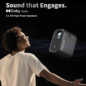 Vidéoprojecteur portable Wupro au design tendance, 1080p, compatible 4K, 200 lumens ISO, mini projecteur intelligent Google TV LCD portable - Product Image 5