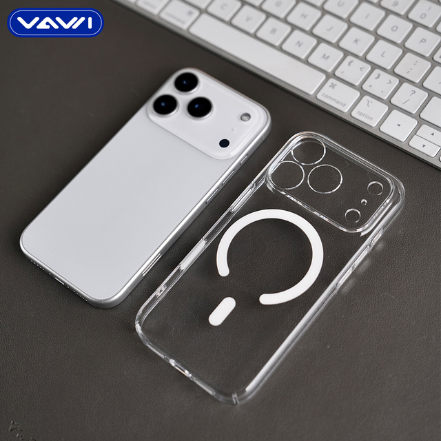 VAWI C029 High Transparency Anti Yellowing PC case Wholesale for iPhone 15 Pro Max Clear Magnetic case for iPhone 15 16 17