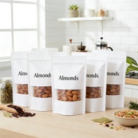 Pochette autoportante en papier kraft classique biodégradable de qualité alimentaire avec fermeture éclair et poignée en ruban, impression personnalisée en héliogravure |   Écologique
