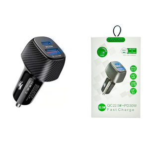 D2932 Incarcator Auto Rapid <span class=keywords><strong>Doua</strong></span> Porturi 52.5W, Power Delivery Type-C 30W, Chargeur rapide USB 3.1 22.5Wf chargeur de <span class=keywords><strong>voiture</strong></span> à charge rapide - Product Image 3