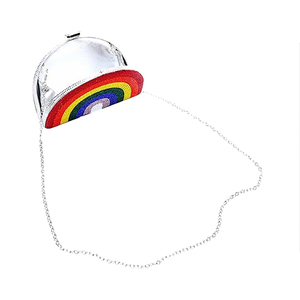 กระเป๋าคลัทช์ติดเพชรประดับพลอยเทียมสำหรับผู้หญิงกระเป๋าสะพายไหล่สายโซ่สีรุ้งกระเป๋าถือสำหรับงานปาร์ตี้งานพรอม - Product Image 5