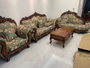 Sofa Kulit Kayu Solid Gaya Eropa 1 + 2 + 3 6 Tempat Duduk Perabot Rumah Sofa Ruang Tamu - Product Image 6