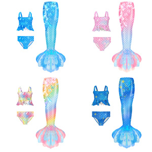 Ensemble de maillots de bain professionnels <span class=keywords><strong>pour</strong></span> <span class=keywords><strong>enfants</strong></span> d'été, motif de queue de sirène de dessin animé, respirant, en élasthanne/polyester, maillots de bain grande taille <span class=keywords><strong>pour</strong></span> filles - Product Image 1