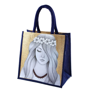 กระเป๋าช้อปปิ้งผ้ากระสอบพิมพ์ลายแฟชั่น กระเป๋าช้อปปิ้งใบใหญ่ ผลิตในอินเดีย รัฐเบงกอลตะวันตก - Product Image 1