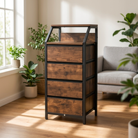 Organisateur de rangement autoportant moderne à 4 tiroirs, écologique, en tissu non tissé et structure en acier, pour chambre et salon