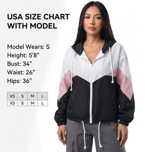 Unisex <b>Lightweight</b> Color Block <b>Hooded</b> Windbreaker Full Zip Long Sleeve <b>Jacket</b> - Product Image 3