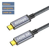 Nuevas Tendencias del Mercado, Cable USB-IF USB 4 Compatible con Thunderbolt 5, 240W 5A 16K 80Gbps, Cables USB4 para Estación de Acoplamiento, SSD, HDD