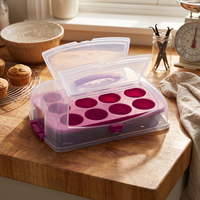 Moule à cupcakes avec boîte de transport en plastique pour cupcakes et facile à ranger et à transporter