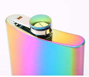 Gradient ánh kim Whisky Wine Pot 8 oz nữ flagon Rose Gold người phụ nữ thép không gỉ đầy màu sắc cầu vồng Hip Flask - Product Image 4