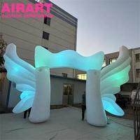 Arche gonflable lumineuse LED étanche en forme d'ailes d'ange, arche gonflable sur mesure pour décorations de fête sur la plage