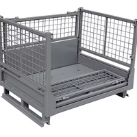 Cage en treillis métallique revêtue galvanisée Conteneur de stockage empilable Cage en fil d'acier pour le stockage logistique et la protection en entrepôt