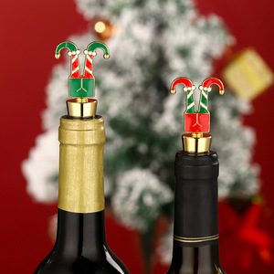 Christmas <b>Elf</b> Wine Stopper Red Green Zinc Alloy <b>Bottle</b> Seal For Holiday Gift - Product Image 1