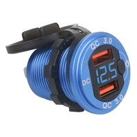 Boîtier en aluminium 12V 24V Charge rapide QC 3.0 voltmètre interrupteur à bouton marche/arrêt Double Port USB de voiture prise de chargeur QC3.0