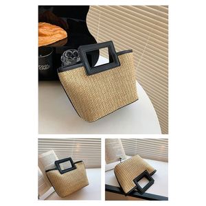 Sac En Paille Tressee <span class=keywords><strong>Demi</strong></span> Lune De Plage Osier Fait Main Sacs Mode Pour Femmes Filles Ensemble Seau Crochet a Faire Soi Meme - Product Image 5