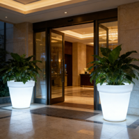Pot Bunga Plastik Besar Berlampu LED Tenaga Surya untuk Taman, Patio, Restoran, Lanskap Hotel, Dekorasi Penanaman