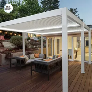 Pérgola de aluminio para exteriores, Gazebo impermeable 2x4 con sistema de Control remoto y luz LED para jardín y sala de estar, gran oferta