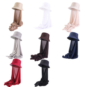 Sombrero de Verano de Color Sólido con Capucha Integrada, Sombrero para el Sol al Aire Libre, Poliéster y Spandex, para Mujeres Musulmanas, Directo de Fábrica - Product Image 6