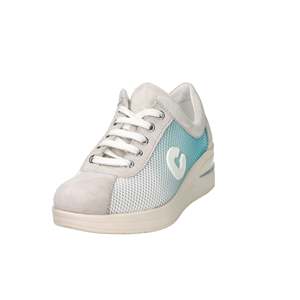 Sneakers Morbide da Donna Cinzia, Bianche e Azzurre, con Tomaia in Rete, per Uso Casual - Product Image 1