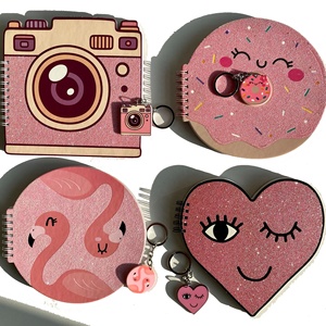 Shape Sprial Máy Ảnh Tim Flamingo Glitter Cuốn Sách Cho Cô Gái Trẻ Em Trẻ Mới Biết Đi Sinh Nhật Favor Xoắn Ốc Notepads Máy Tính Xách Tay - Product Image 1