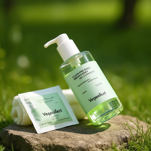 Veganifect Nettoyant en gel à l'orge verte Clean And Glow 205ml avec tampons tonifiants, tous types de peau, formule K-Beauty - Product Image 3