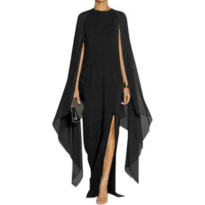 Abito <span class=keywords><strong>da</strong></span> sera formale elegante <span class=keywords><strong>da</strong></span> donna a manica alta Modulare svasata Maxi abito con mantello - Product Image 2