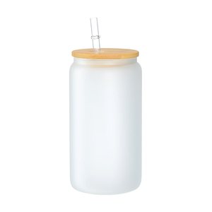 50 Confezioni di Bicchieri in Vetro Trasparente Satinato per <span class=keywords><strong>Caffè</strong></span> Freddo con Coperchi in Legno, Bicchieri da 16oz per Bevande, Birra e Stampa in Sublimazione - Product Image 3