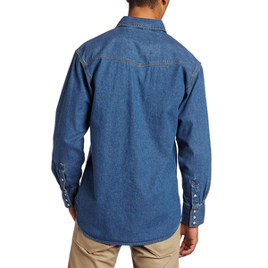 De manga larga de los hombres de la enzima lavado presión occidental Denim <span class=keywords><strong>Jeans</strong></span> camisa - Product Image 2