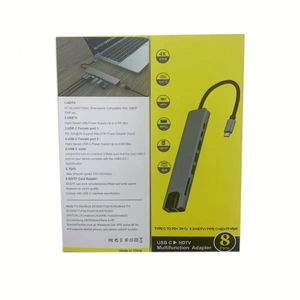 Cheap Price 4K HDTV Hub <b>Type</b> <b>C</b> <b>Adapter</b> 8 In 1 USB-<b>C</b> <b>Adapter</b> Cable Data Transfer Charging Station - Product Image 1