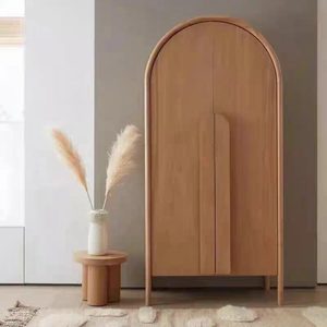 Armoire de chambre à coucher autoportante en bois massif, style nordique moderne européen, avec dessus arqué, grande capacité, personnalisable, pour usage hôtelier - Product Image 3