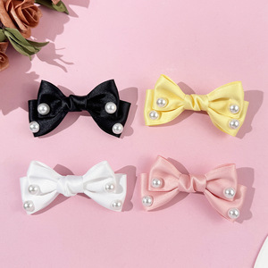 11Cm Handmade Ngọt Ngào Tóc <span class=keywords><strong>Pin</strong></span> Rắn Màu Barrette Vải Dễ Thương Ngọc Trai Bangs Tóc Clip Cho Cô Gái Phụ Nữ - Product Image 2