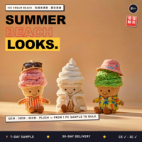 Vêtements en peluche personnalisés en forme de crème glacée, tenue d'été sur le thème de la plage pour jouet en peluche alimentaire, vêtements personnalisés aux couleurs vives