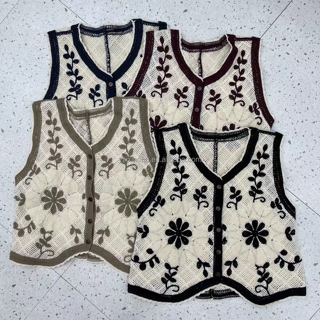 Floral Motif Hand Knitted Vest　美品　希少 Floral Motif Hand Knitted Vest 美品 希少 Floral Motif Hand