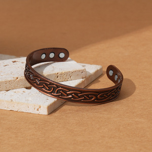 <b>Copper</b> Alloy Fashion Cuff <b>Bracelet</b> Bronze Color Magnetic Open Design Unisex Jewelry - Product Image 1