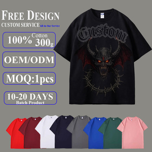 Camiseta <span class=keywords><strong>de</strong></span> Algodón 100% con Logotipo Personalizado OEM, Talla Grande EU/US 32S, 300g, Bordado 3D, Tejido Sólido, para Hombre y Mujer, Uso Diario - Product Image 1