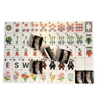 Jeu de Mahjong Américain avec motifs en bambou, marbre et cristal de cuivre, 160 tuiles acryliques pour quatre joueurs, assortiment de vente au détail