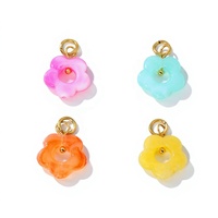 Pendentif Fleur à Cinq Pétales en Acrylique Coloré Plaqué Or 18K PVD Printemps-Été pour Collier, Bracelet et Création de Bijoux DIY