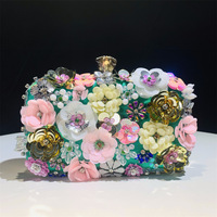 Sac de soirée élégant Hengmei Chaozhou, fabriqué en usine, fait main, orné de fleurs et de perles, en polyester, pour banquets, mariages et fêtes