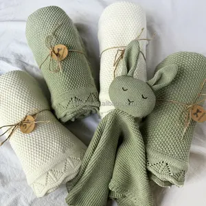 बुनना बढ़त लोकप्रिय प्रतिवर्ती सांस Crochet बच्चे को कंबल विंटेज विरासत लपेटना पकड़े कंबल कपास बुनना बच्चे को कंबल