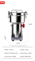 Mini usage domestique 2500G broyeur de poudre petites épices Grains maïs noix café cacao cacahuète soja herbes sésame moulin à farine Machine