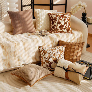 Funda <span class=keywords><strong>de</strong></span> cojín cuadrada estilo francés, color marrón cremoso, <span class=keywords><strong>de</strong></span> mediados <span class=keywords><strong>de</strong></span> siglo, para sofá <span class=keywords><strong>de</strong></span> sala <span class=keywords><strong>de</strong></span> estar Maillard, con núcleo. - Product Image 1