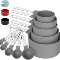 Ensemble indispensable de 10 tasses et cuillères doseuses multicolores en acier inoxydable et plastique pour la préparation de desserts, avec sac OPP